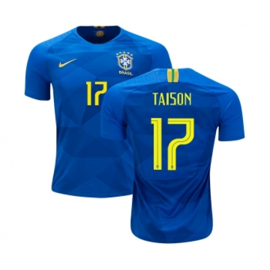 Brazil 17 Taison Away Kid Soccer Country Jersey