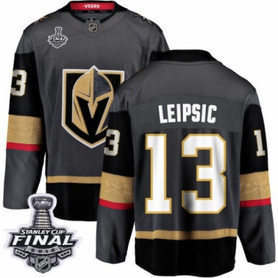 Men's Vegas Golden Knights 13 Brendan Leipsic Authentic Black Home Fanatics Branded Breakaway 2018 Stanley Cup Final NHL Jersey