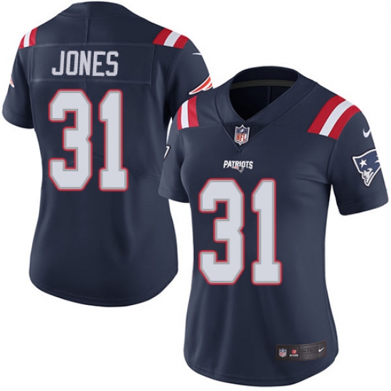 Women's Nike New England Patriots 31 Jonathan Jones Limited Navy Blue Rush Vapor Untouchable NFL Jersey