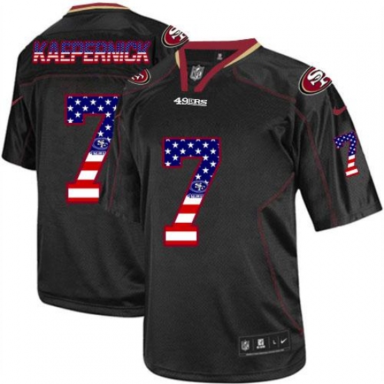 Men's Nike San Francisco 49ers 7 Colin Kaepernick Elite Black USA Flag Fashion NFL Jersey