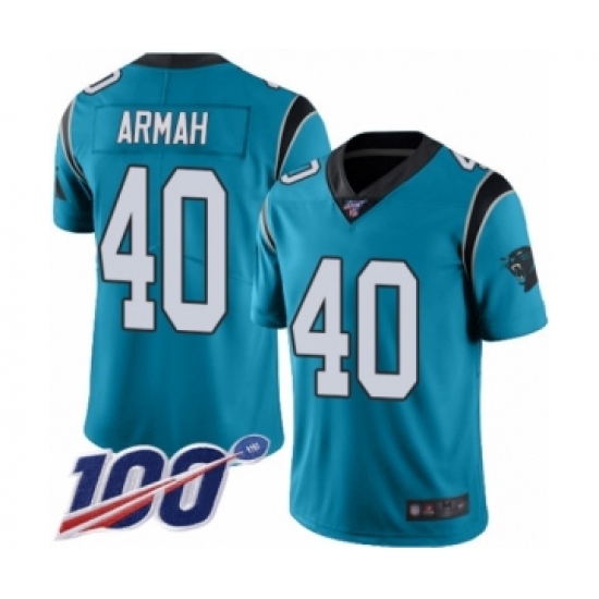 Youth Carolina Panthers 40 Alex Armah Limited Blue Rush Vapor Untouchable 100th Season Football Jersey