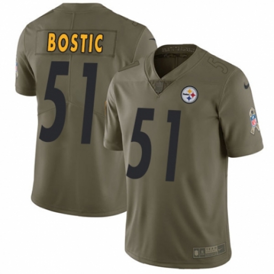 Youth Nike Pittsburgh Steelers 51 Jon Bostic Limited Olive 2017 Salute to Service NFL Jersey