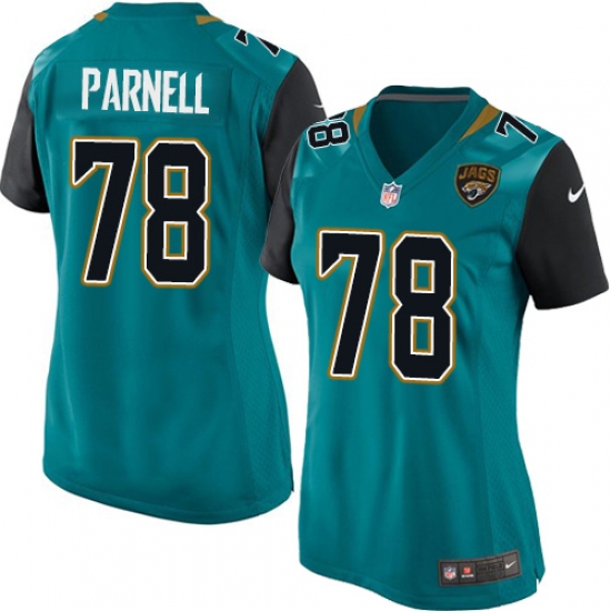 Women's Nike Jacksonville Jaguars 78 Jermey Parnell Game Teal Green Team Color NFL Jersey