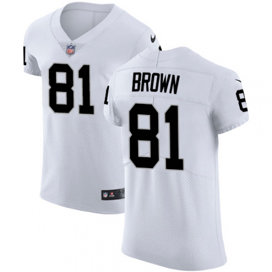 Men's Nike Oakland Raiders 81 Tim Brown White Vapor Untouchable Elite Player NFL Jersey