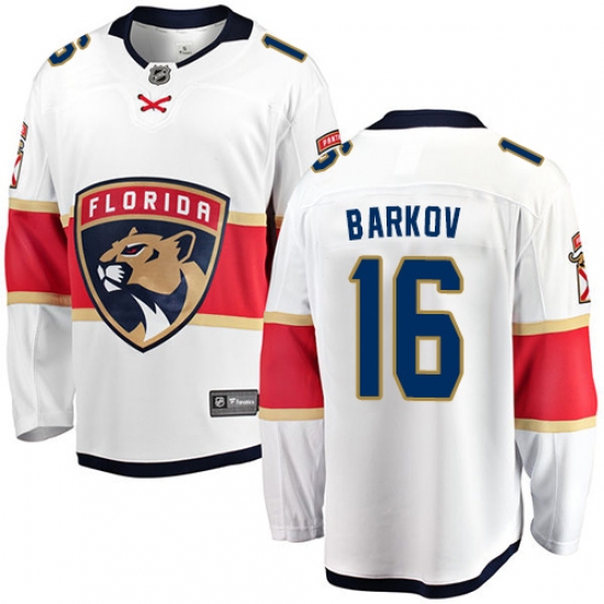 Men's Florida Panthers 16 Aleksander Barkov Fanatics Branded White Away Breakaway NHL Jersey