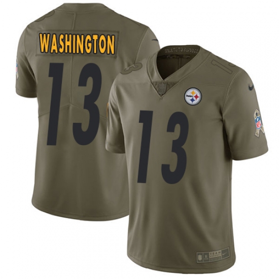 Youth Nike Pittsburgh Steelers 13 James Washington Limited Olive 2017 Salute to Service NFL Jersey