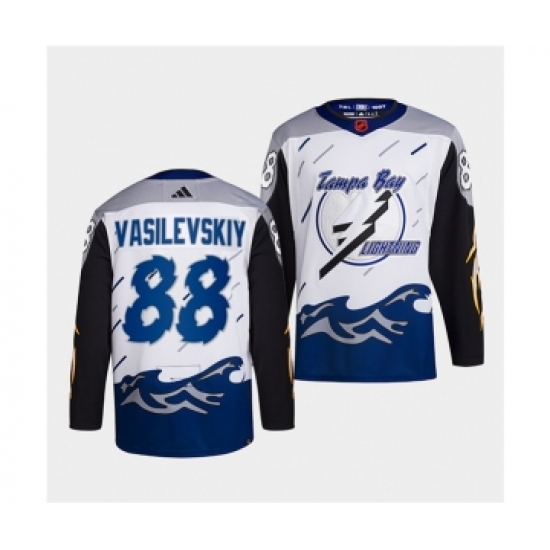Men's Tampa Bay Lightning 88 Andrei Vasilevskiy White 2022 Reverse Retro Stitched Jersey