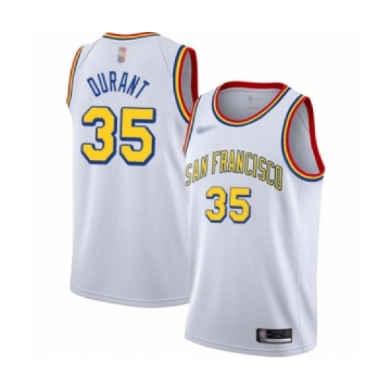 Men's Golden State Warriors 35 Kevin Durant Authentic White Hardwood Classics Basketball Jersey - San Francisco Classic Edition
