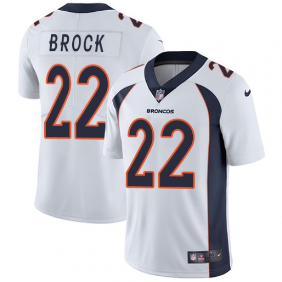 Men's Nike Denver Broncos 22 Tramaine Brock White Vapor Untouchable Limited Player NFL Jersey