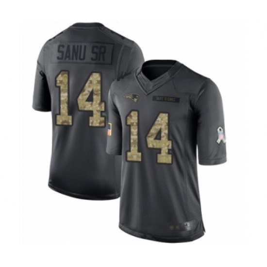 Youth New England Patriots 14 Mohamed Sanu Sr Limited Black 2016 Salute to Service Football Jersey