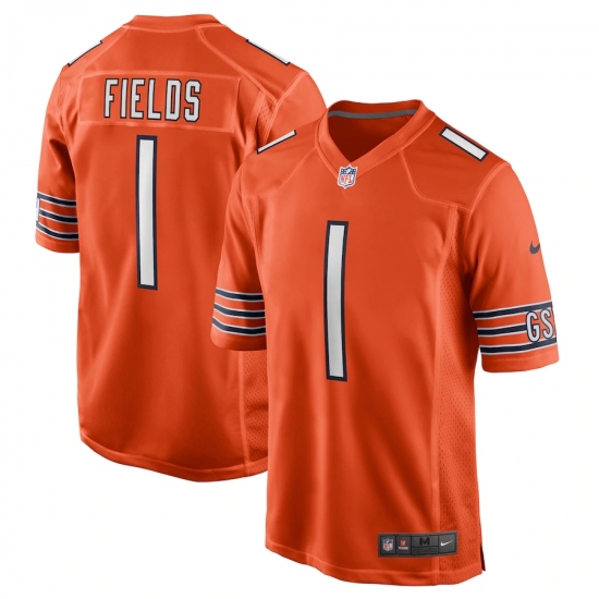 Men's Chicago Bears 1 Justin Fields Nike Orange 2021 NFL Draft First Round Pick Alternate Limited Jersey