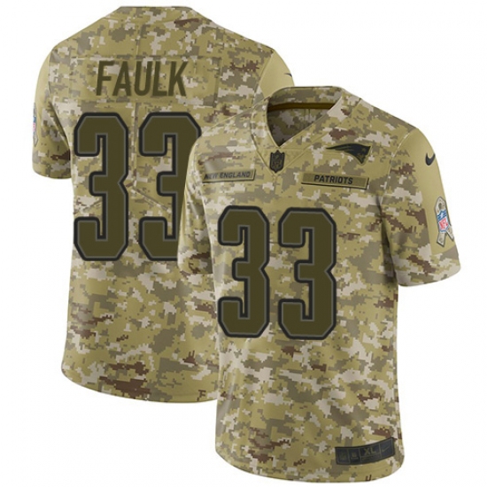 Youth Nike New England Patriots 33 Kevin Faulk Limited Camo 2018 Salute to Service NFL Jersey