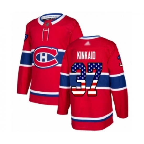 Youth Montreal Canadiens 37 Keith Kinkaid Authentic Red USA Flag Fashion Hockey Jersey