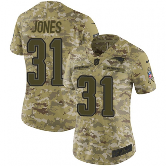 Women's Nike New England Patriots 31 Jonathan Jones Limited Camo 2018 Salute to Service NFL Jersey