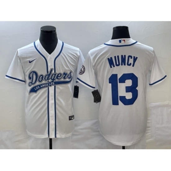 Men's Los Angeles Dodgers 13 Max Muncy White Cool Base Stitched Baseball Jersey1