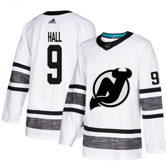 Men's Adidas New Jersey Devils 9 Taylor Hall White 2019 All-Star Game Parley Authentic Stitched NHL Jersey
