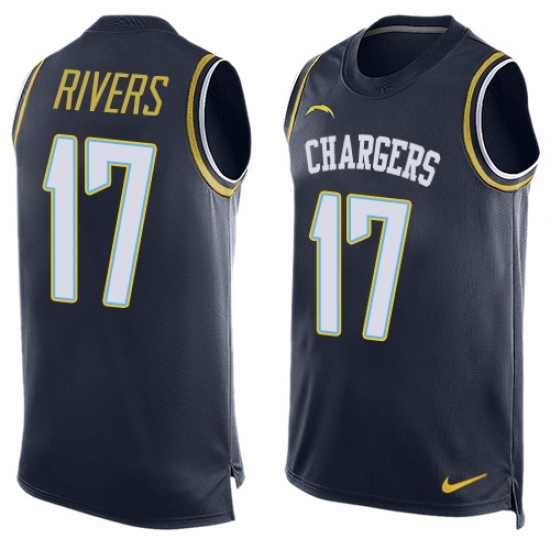 Men's Nike Los Angeles Chargers 17 Philip Rivers Limited Navy Blue Player Name & Number Tank Top NFL Jersey