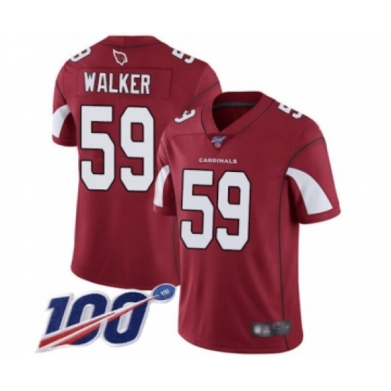 Youth Arizona Cardinals 59 Joe Walker Red Team Color Vapor Untouchable Limited Player 100th Season Football Jersey