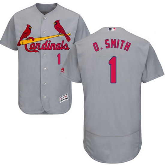 Men's Majestic St. Louis Cardinals 1 Ozzie Smith Grey Road Flex Base Authentic Collection MLB Jersey