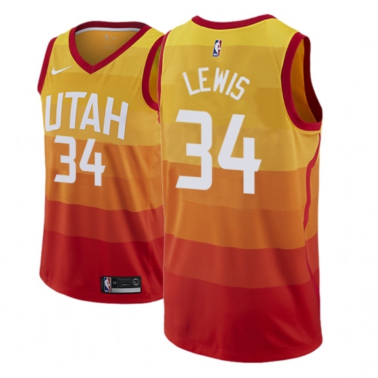 Men NBA 2018-19 Utah Jazz 34 Trey Lewis City Edition Red Jersey