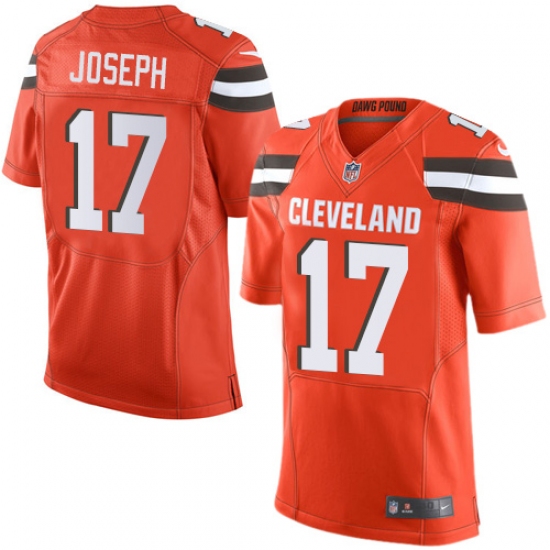Men's Nike Cleveland Browns 17 Greg Joseph Elite Orange Alternate NFL Jersey