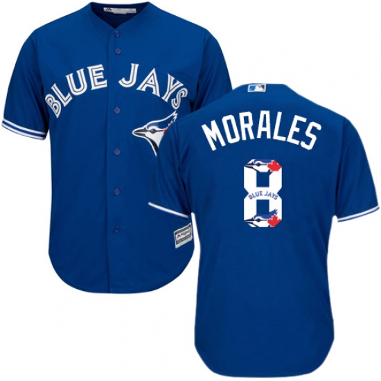 Men's Majestic Toronto Blue Jays 8 Kendrys Morales Authentic Blue Team Logo Fashion MLB Jersey