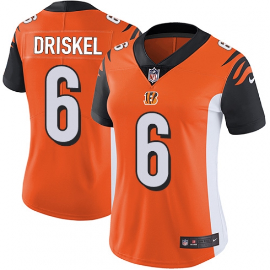 Women's Nike Cincinnati Bengals 6 Jeff Driskel Vapor Untouchable Limited Orange Alternate NFL Jersey