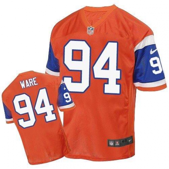 Men's Nike Denver Broncos 94 DeMarcus Ware Elite Orange Throwback NFL Jersey