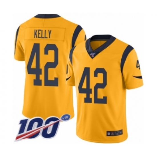 Men's Los Angeles Rams 42 John Kelly Limited Gold Rush Vapor Untouchable 100th Season Football Jersey