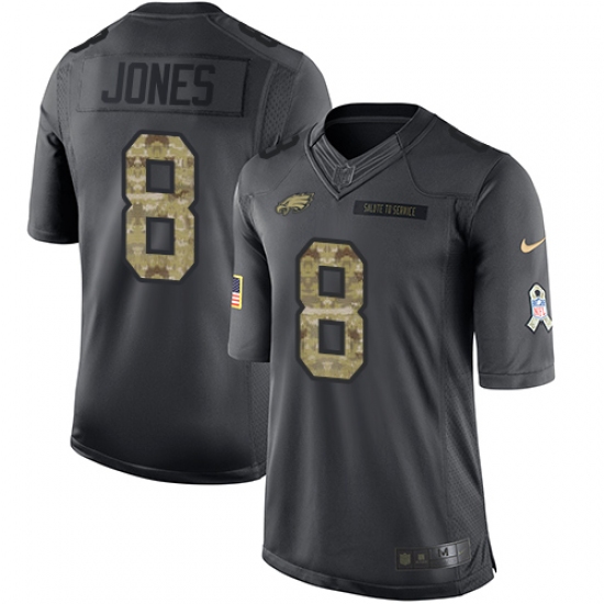 Men's Nike Philadelphia Eagles 8 Donnie Jones Limited Black 2016 Salute to Service NFL Jersey