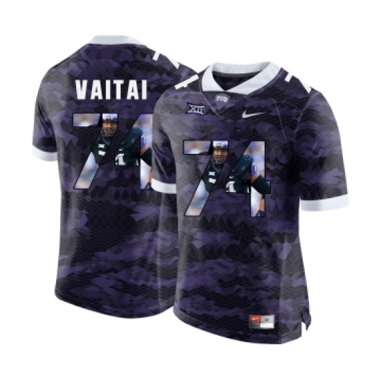 TCU Horned Frogs 74 Halapoulivaati Vaitai Purple With Portrait Print College Football Limited Jersey