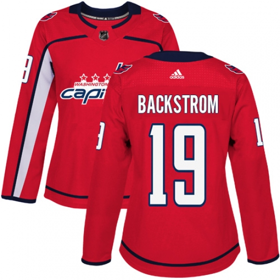 Women's Adidas Washington Capitals 19 Nicklas Backstrom Authentic Red Home NHL Jersey