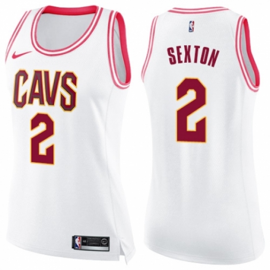 Women's Nike Cleveland Cavaliers 2 Collin Sexton Swingman White/Pink Fashion NBA Jersey