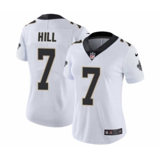 Women's Nike New Orleans Saints 7 Taysom Hill White Vapor Untouchable Limited Player NFL Jersey