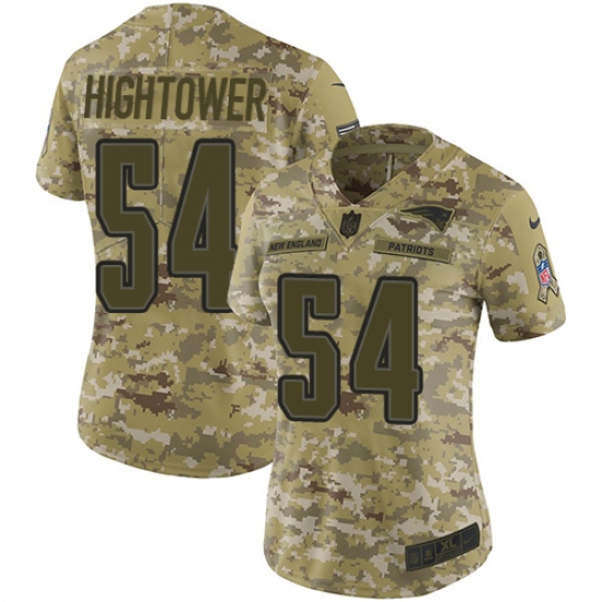 Women's Nike New England Patriots 54 Dont'a Hightower Limited Camo 2018 Salute to Service NFL Jersey