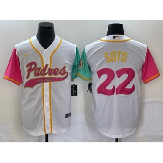 Men's San Diego Padres 22 Juan Soto White NEW 2023 City Connect Cool Base Stitched Jersey