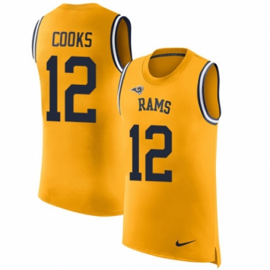 Men's Nike Los Angeles Rams 12 Brandin Cooks Limited Gold Rush Player Name & Number Tank Top NFL Jersey