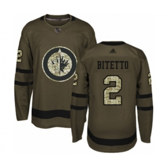 Men's Winnipeg Jets 2 Anthony Bitetto Authentic Green Salute to Service Hockey Jersey
