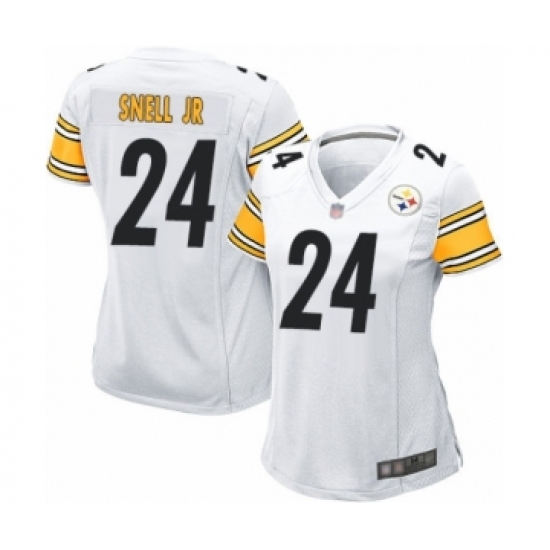 Women's Pittsburgh Steelers 24 Benny Snell Jr. Game White Football Jersey