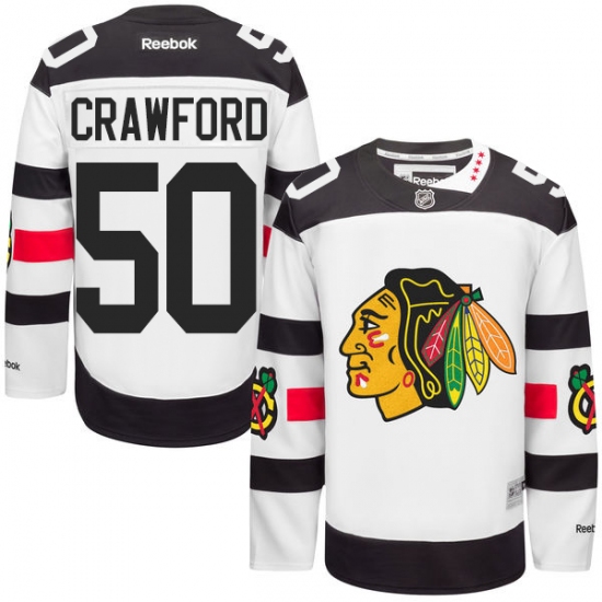 Youth Reebok Chicago Blackhawks 50 Corey Crawford Premier White 2016 Stadium Series NHL Jersey