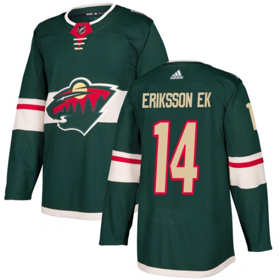 Men's Adidas Minnesota Wild 14 Joel Eriksson Ek Authentic Green Home NHL Jersey