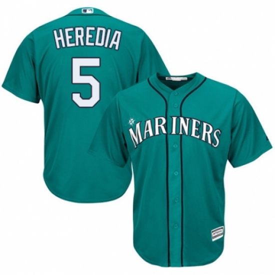 Men's Majestic Seattle Mariners 5 Guillermo Heredia Replica Teal Green Alternate Cool Base MLB Jersey