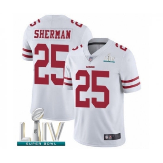 Youth San Francisco 49ers 25 Richard Sherman White Vapor Untouchable Limited Player Super Bowl LIV Bound Football Jersey