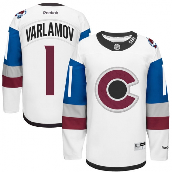 Men's Reebok Colorado Avalanche 1 Semyon Varlamov Premier White 2016 Stadium Series NHL Jersey