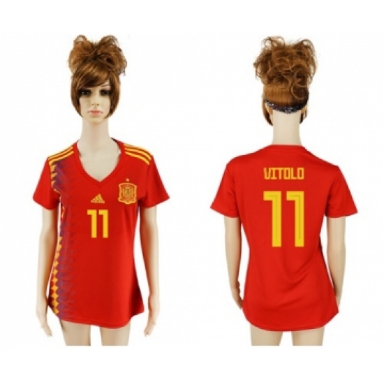 Women's Spain 11 Vitolo Red Home Soccer Country Jersey