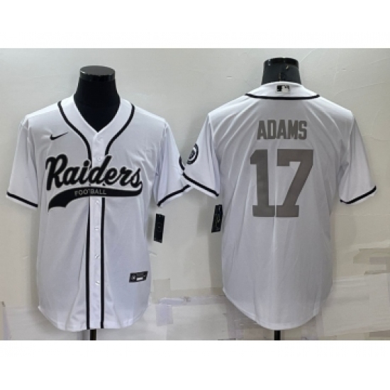 Men's Las Vegas Raiders 17 Davante Adams White Grey Stitched MLB Cool Base Nike Baseball Jersey