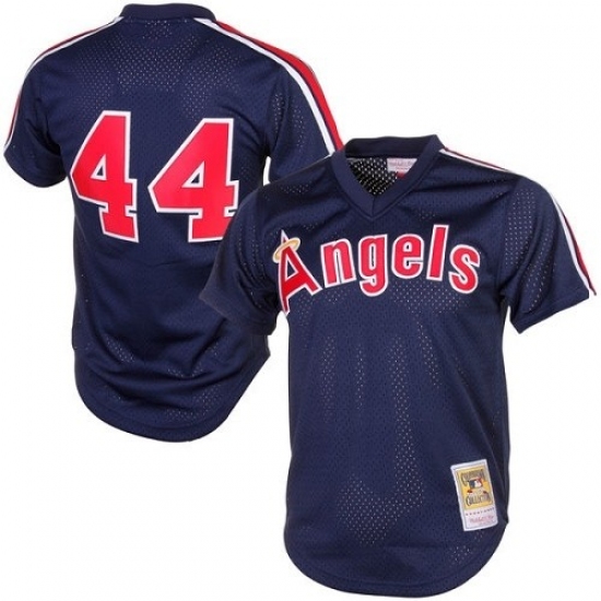Men's Mitchell and Ness 1984 Los Angeles Angels of Anaheim 44 Reggie Jackson Authentic Navy Blue Throwback MLB Jersey