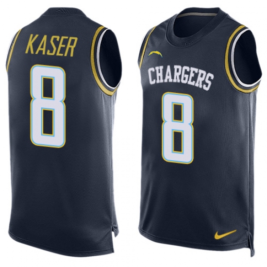 Men's Nike Los Angeles Chargers 8 Drew Kaser Limited Navy Blue Player Name & Number Tank Top NFL Jersey
