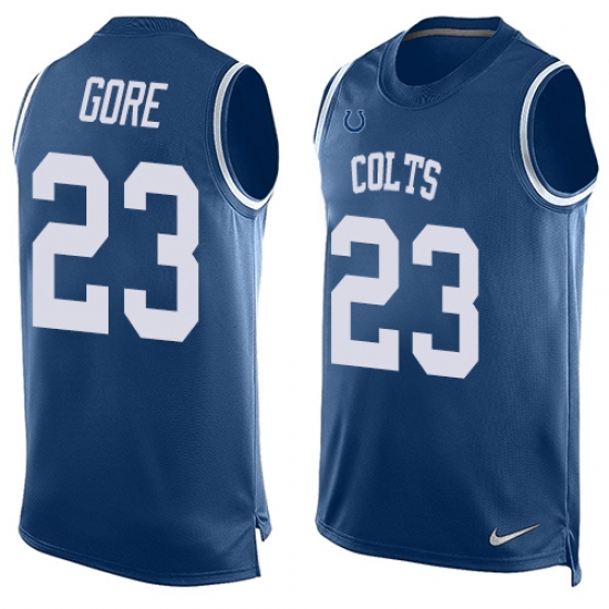 Men's Nike Indianapolis Colts 23 Frank Gore Limited Royal Blue Player Name & Number Tank Top NFL Jersey