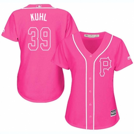 Women's Majestic Pittsburgh Pirates 39 Chad Kuhl Authentic Pink Fashion Cool Base MLB Jersey